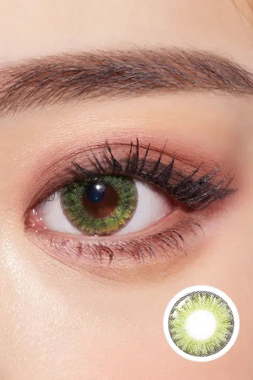 Stunning Green Eye Makeup with Bright Green Contacts